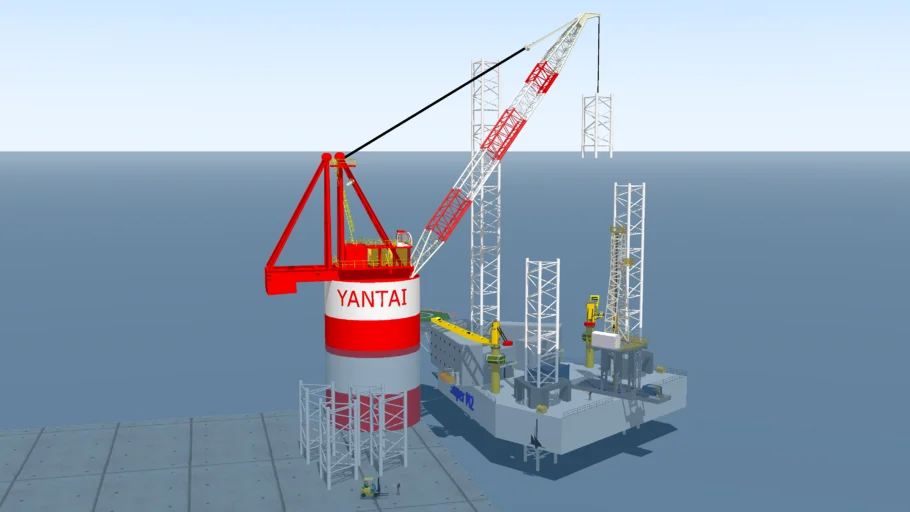 Jack-up leg installation at Yantai Raffles Shipyard