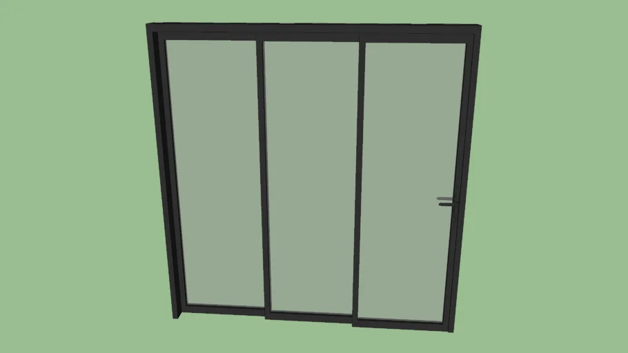 Porta de correr 3 folhas PVC com maçaneta