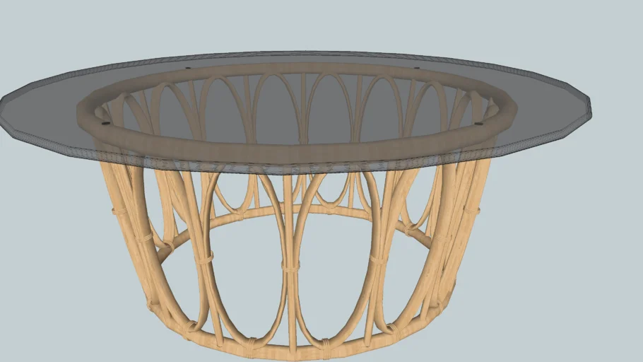 Coffee Table, Wicker, Round, Glass Top