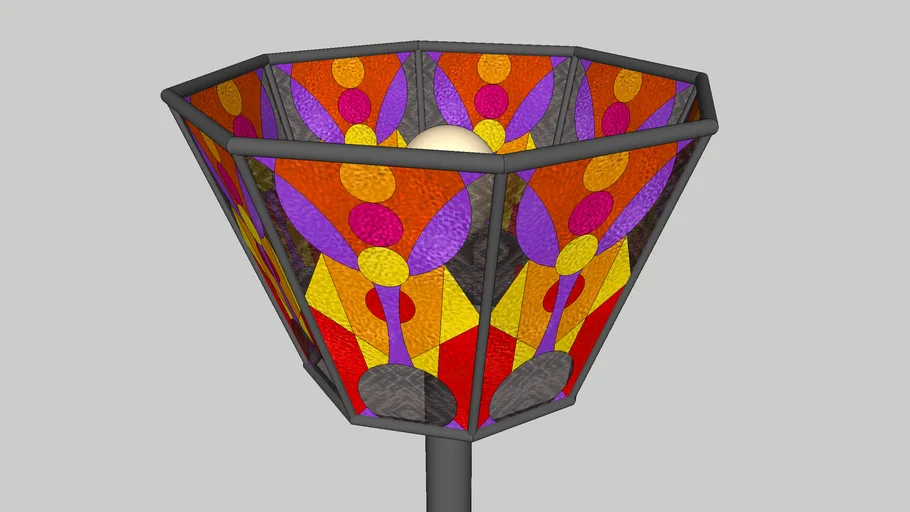 Torchiere Floor Lamp with Stained Glass (Warm Colors)