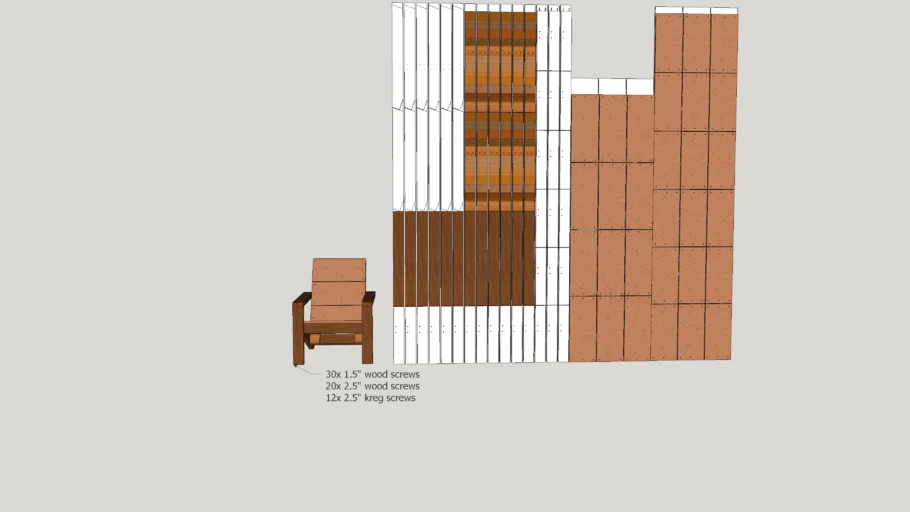 Adirondack Chair with cut list for 6 chairs