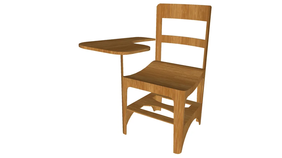 Wooden School Desk - Detailed