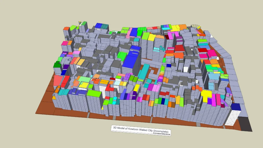 Full Model of Kowloon Walled City (Incomplete, 2nd). (九龍城砦3Dモデル(未完成, 2))