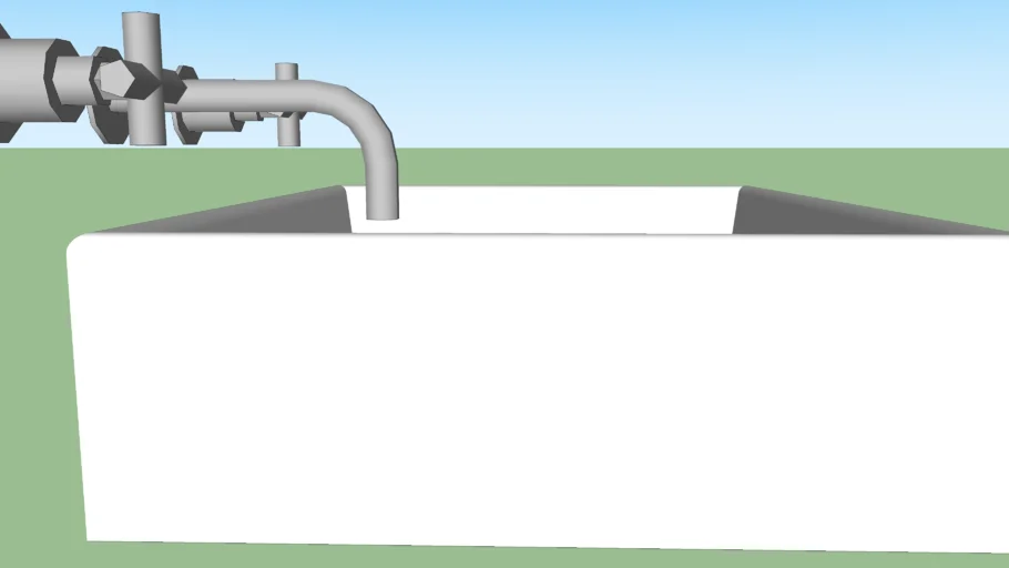 Rectangular basin and taps