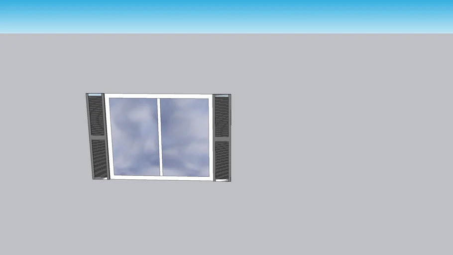 Dual Horizontal Sliding Windows with shutters