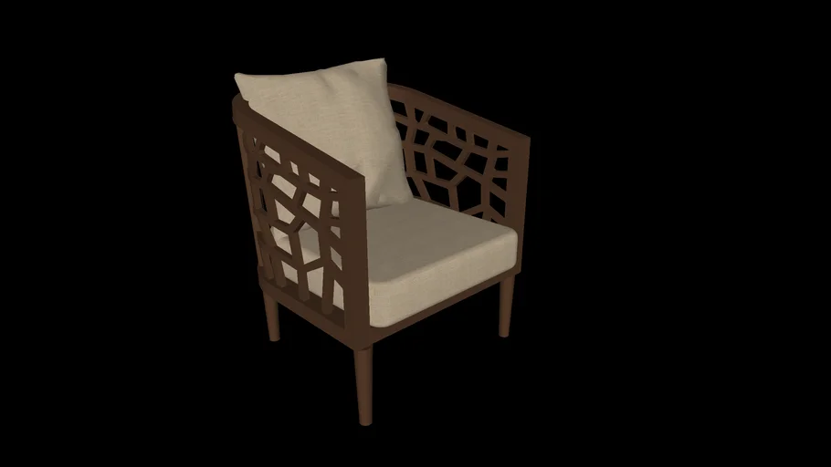 Lounge Chair with Decorative Wood Pattern Back