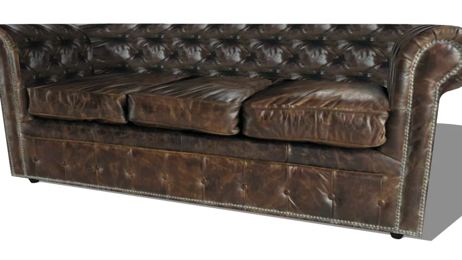 Sofa de couro 3D capitone