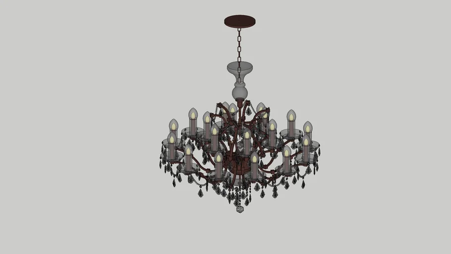 RH 19TH C. ROCOCO IRON & CRYSTAL OUTDOOR CHANDELIER 28"